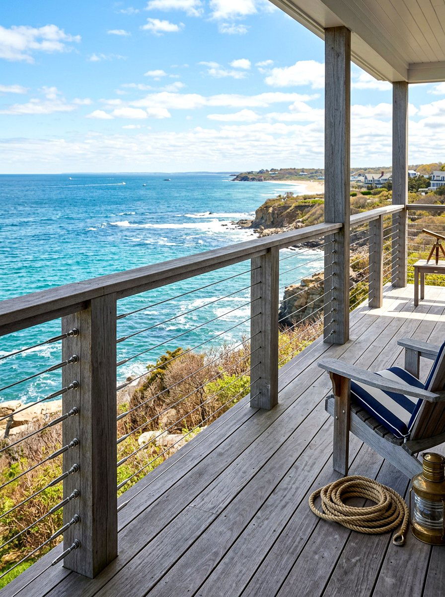 Stainless Steel Cable Railing - 30 front porch railing ideas