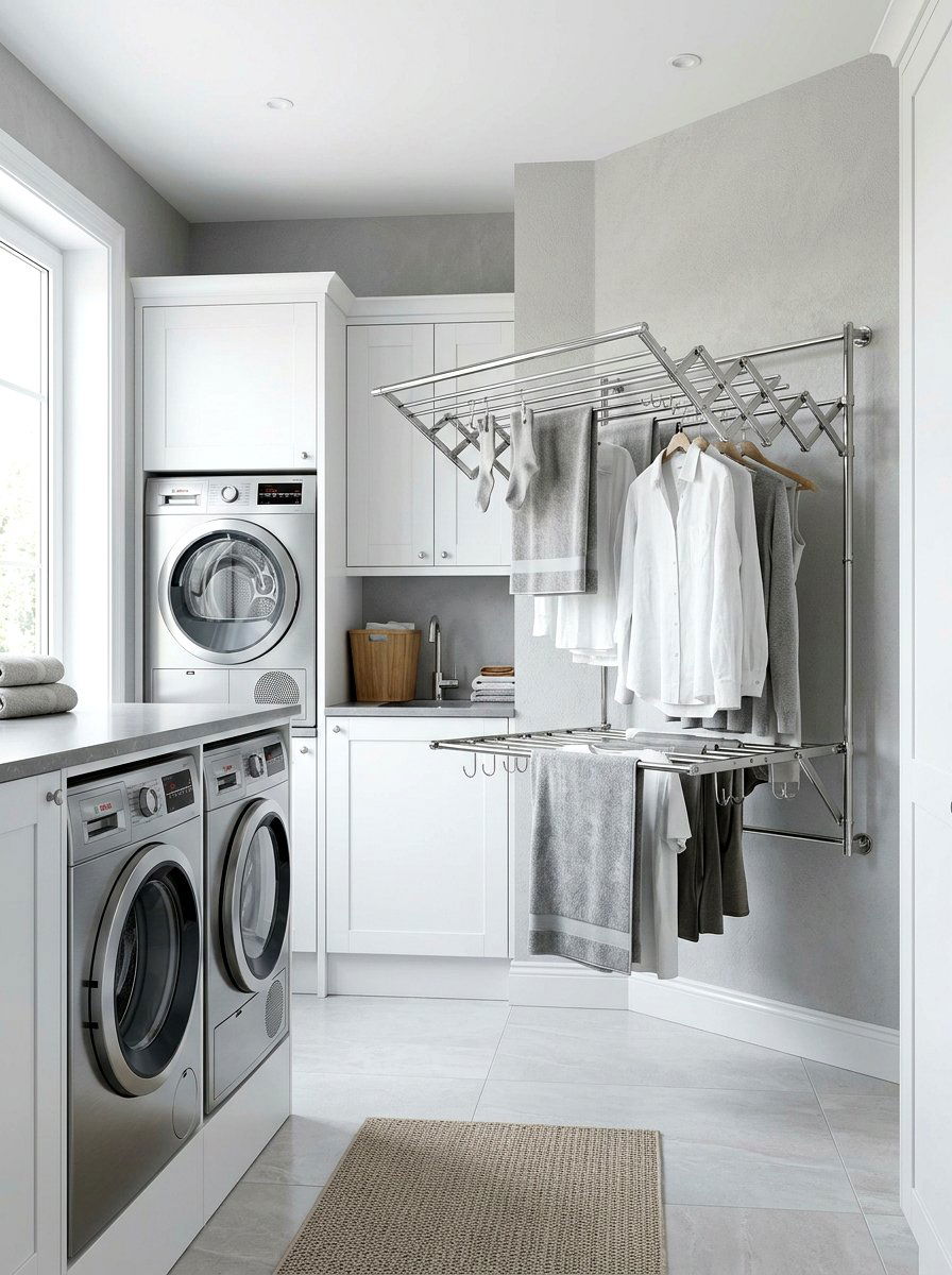 Stainless Steel Drying Rack - 30 laundry room drying rack ideas