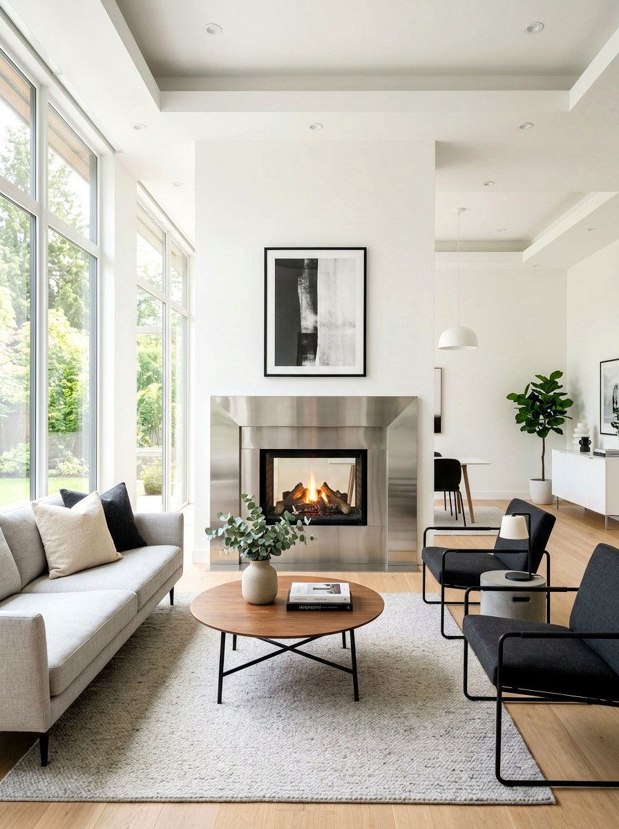 Stainless Steel Fireplace Surround - 30 polished metal decor ideas