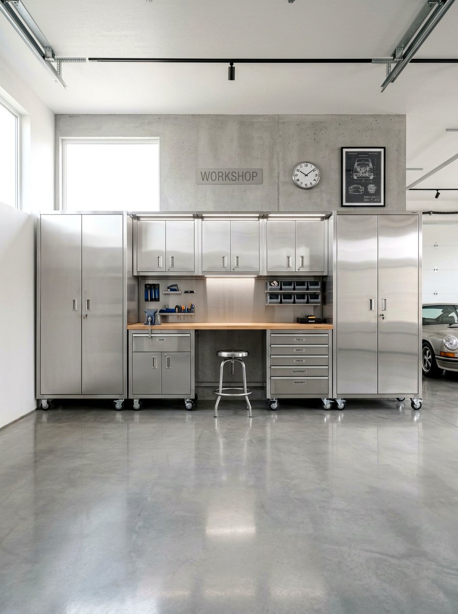 Stainless Steel Garage Cabinet - 30 garage cabinet ideas