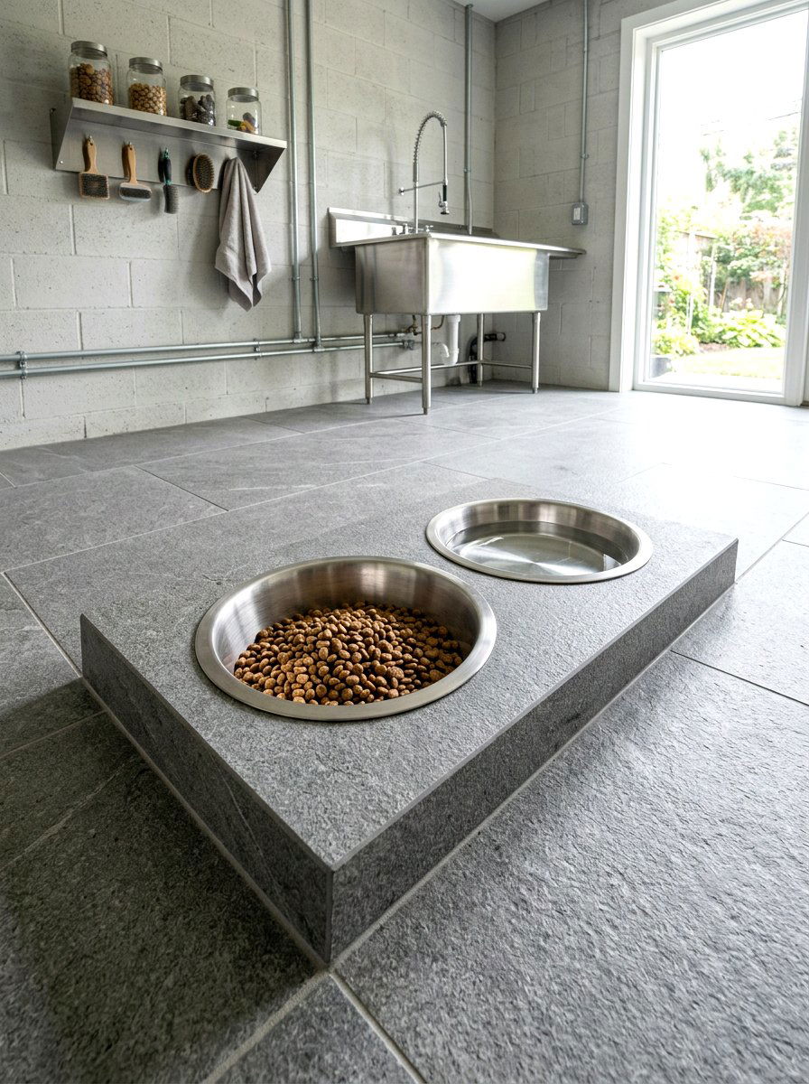 Stainless Steel Pet Bowls - 30 mudroom pet feeding ideas