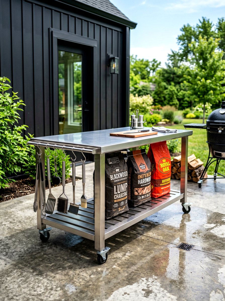 Stainless Steel Prep Table - 30 outdoor prep station ideas