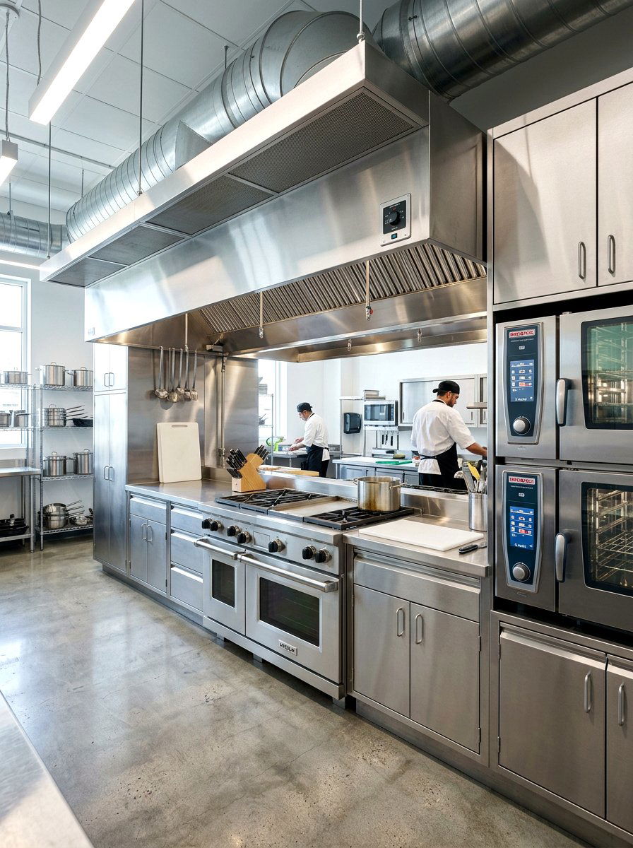 Stainless Steel Professional Kitchen - 30 appliance wall kitchen ideas