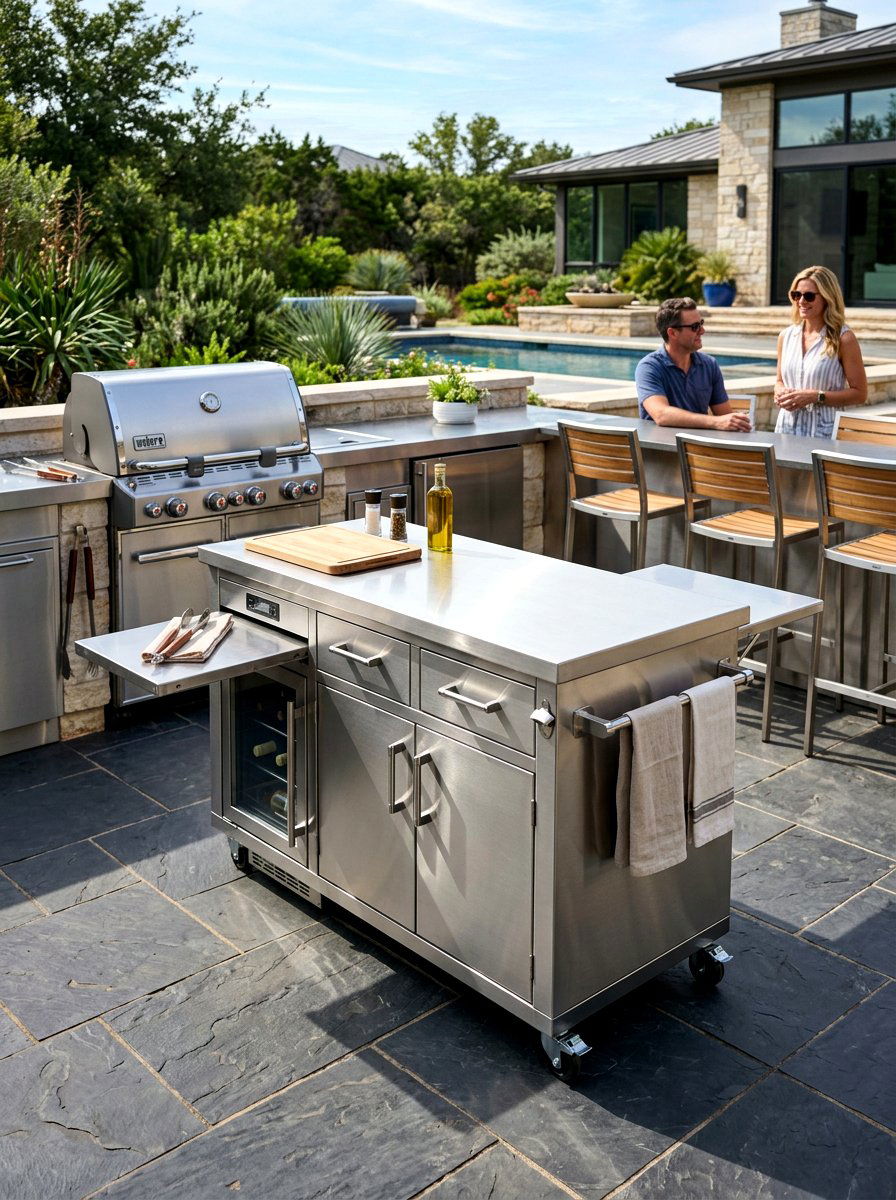 Stainless Steel Server - 30 outdoor buffet cabinet ideas