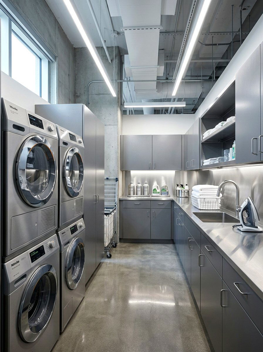 Stainless Steel Surface - 30 laundry room countertop ideas