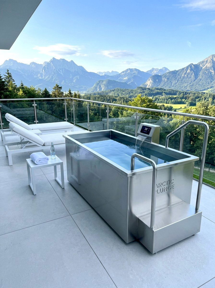 Stainless steel cold plunge - 30 cold plunge backyard retreat ideas