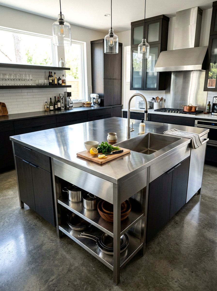 Stainless steel kitchen island with sink - 30 kitchen island with sink ideas