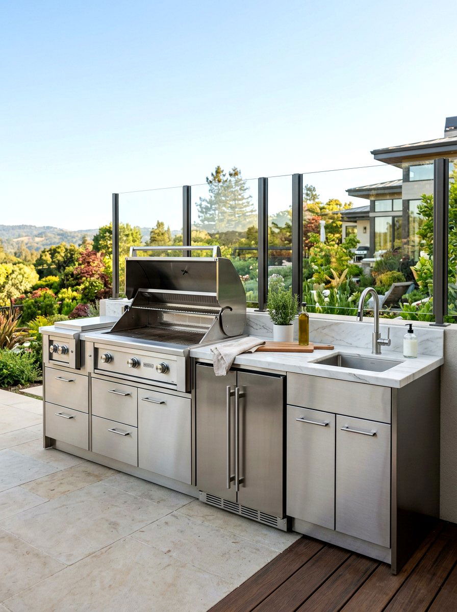 Stainless steel outdoor kitchen - 30 alfresco kitchen ideas