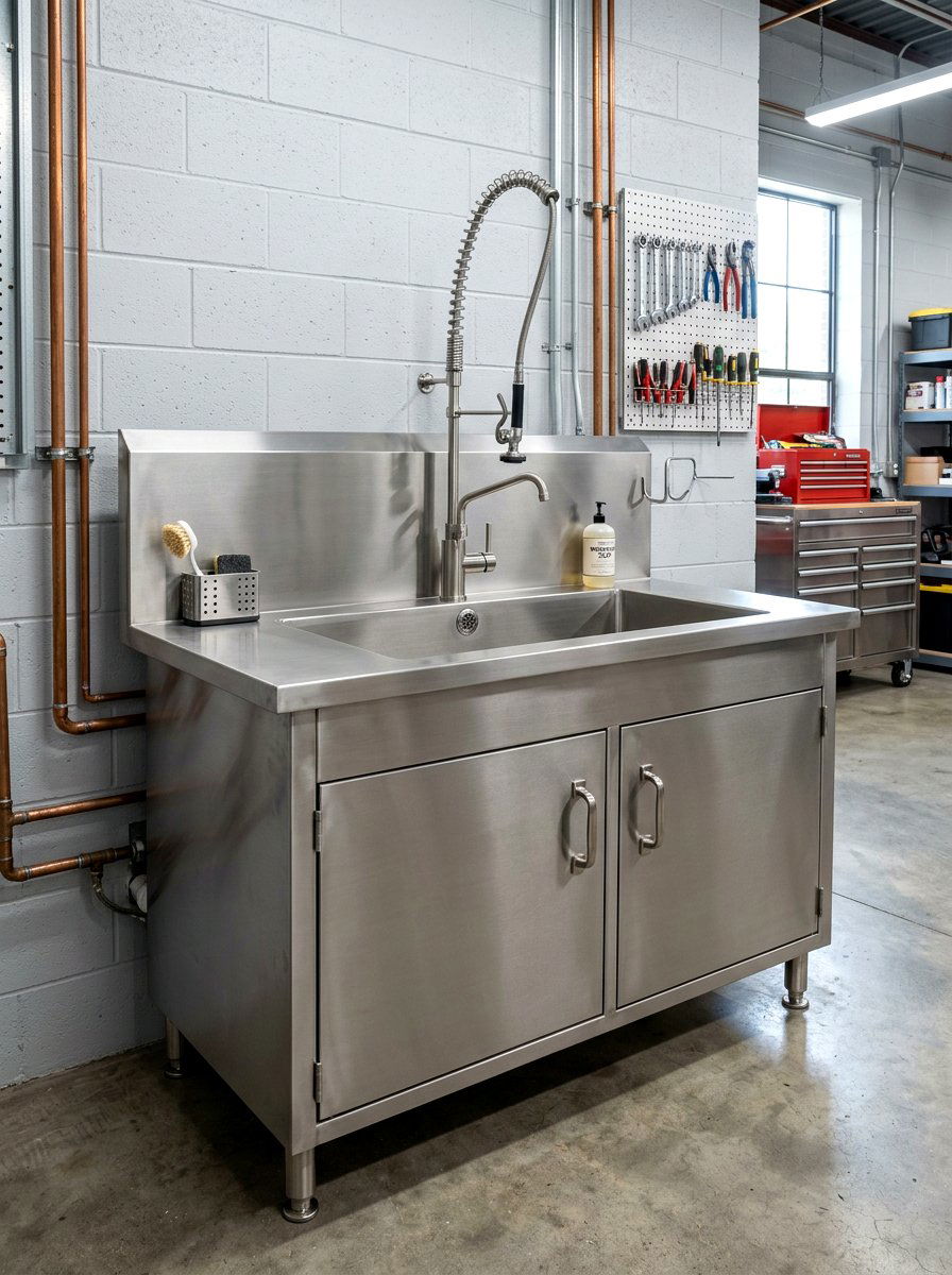Stainless steel utility sink cabinet - 30 utility sink cabinet ideas