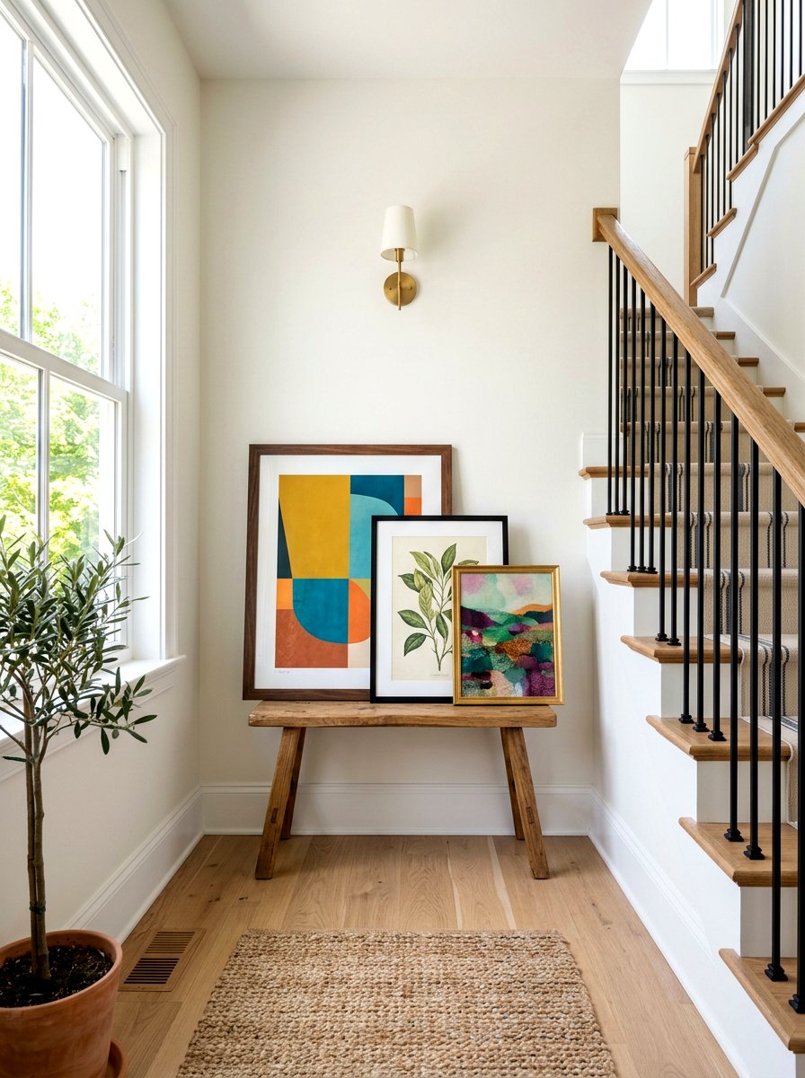 Stair Landing Art - 30 leaning art wall ideas