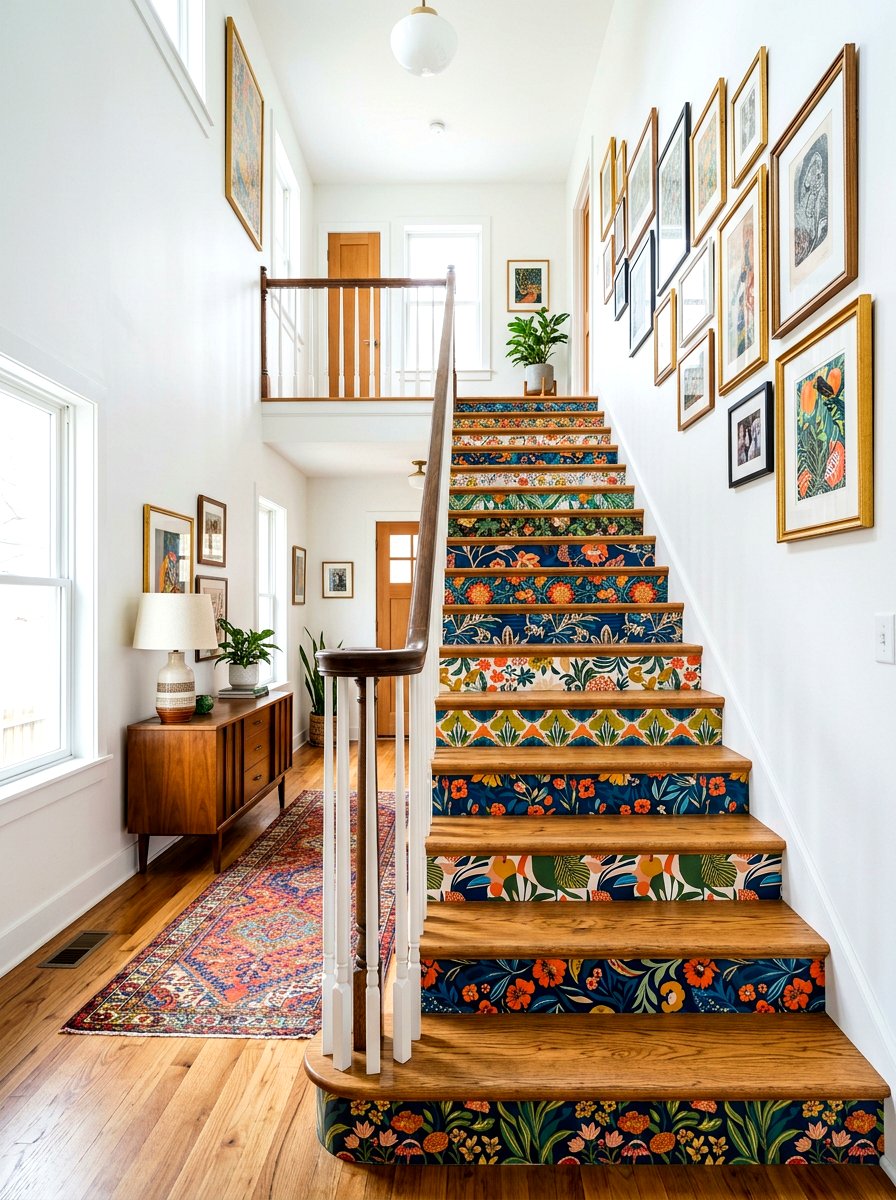 Stair Riser Wallpaper - 30 removable wallpaper room ideas