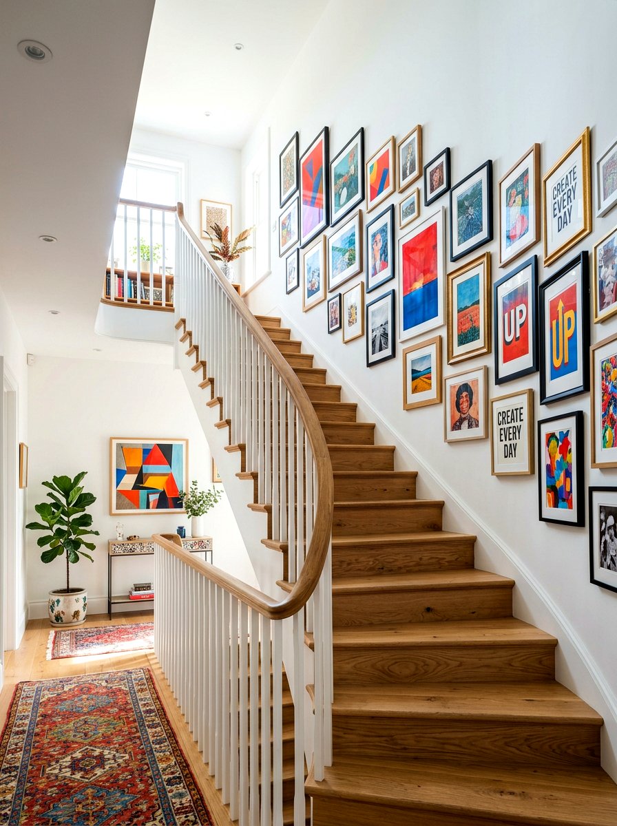 Staircase Art Display - 30 maximalist art wall ideas