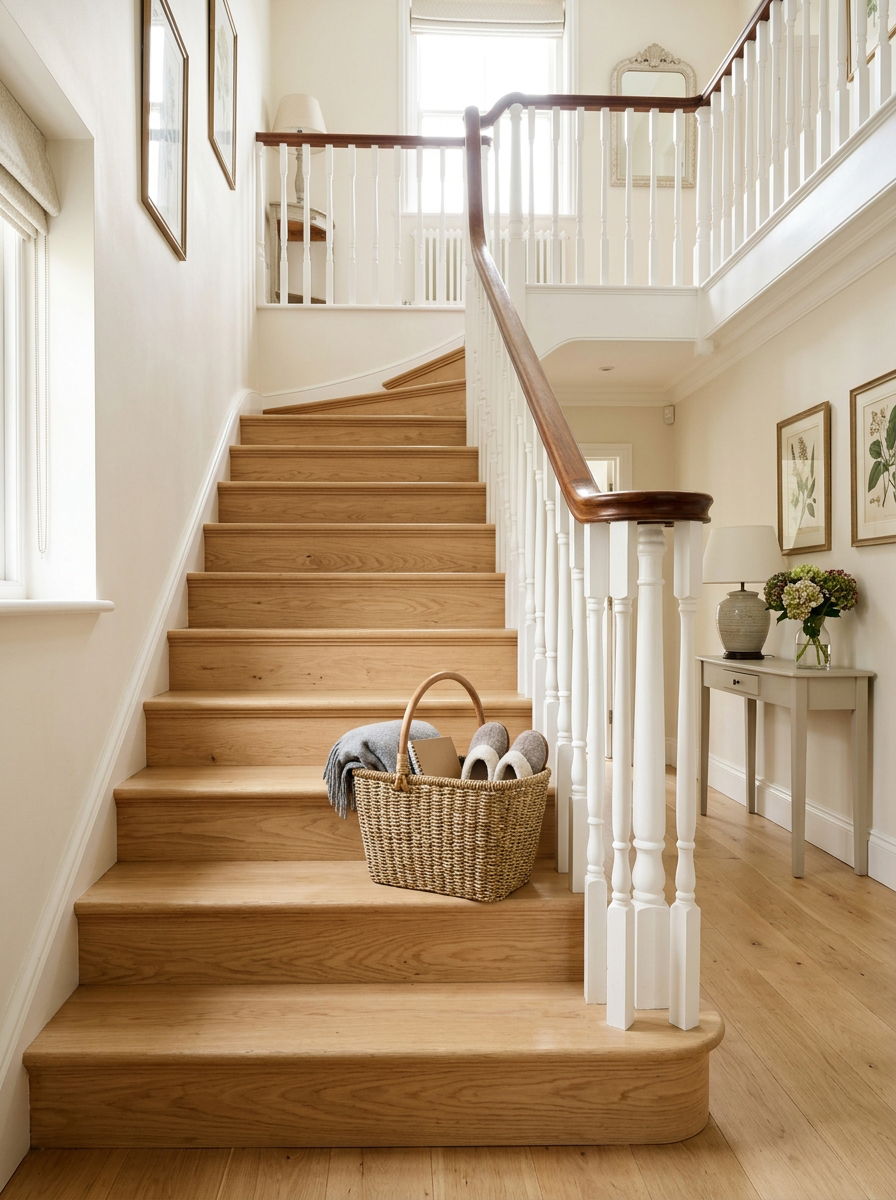 Staircase Basket For Clutter - 30 woven basket decor ideas