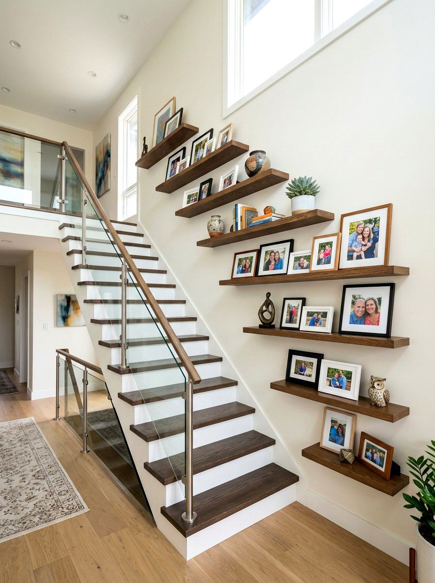 Staircase Floating Shelves - 30 floating shelf ideas