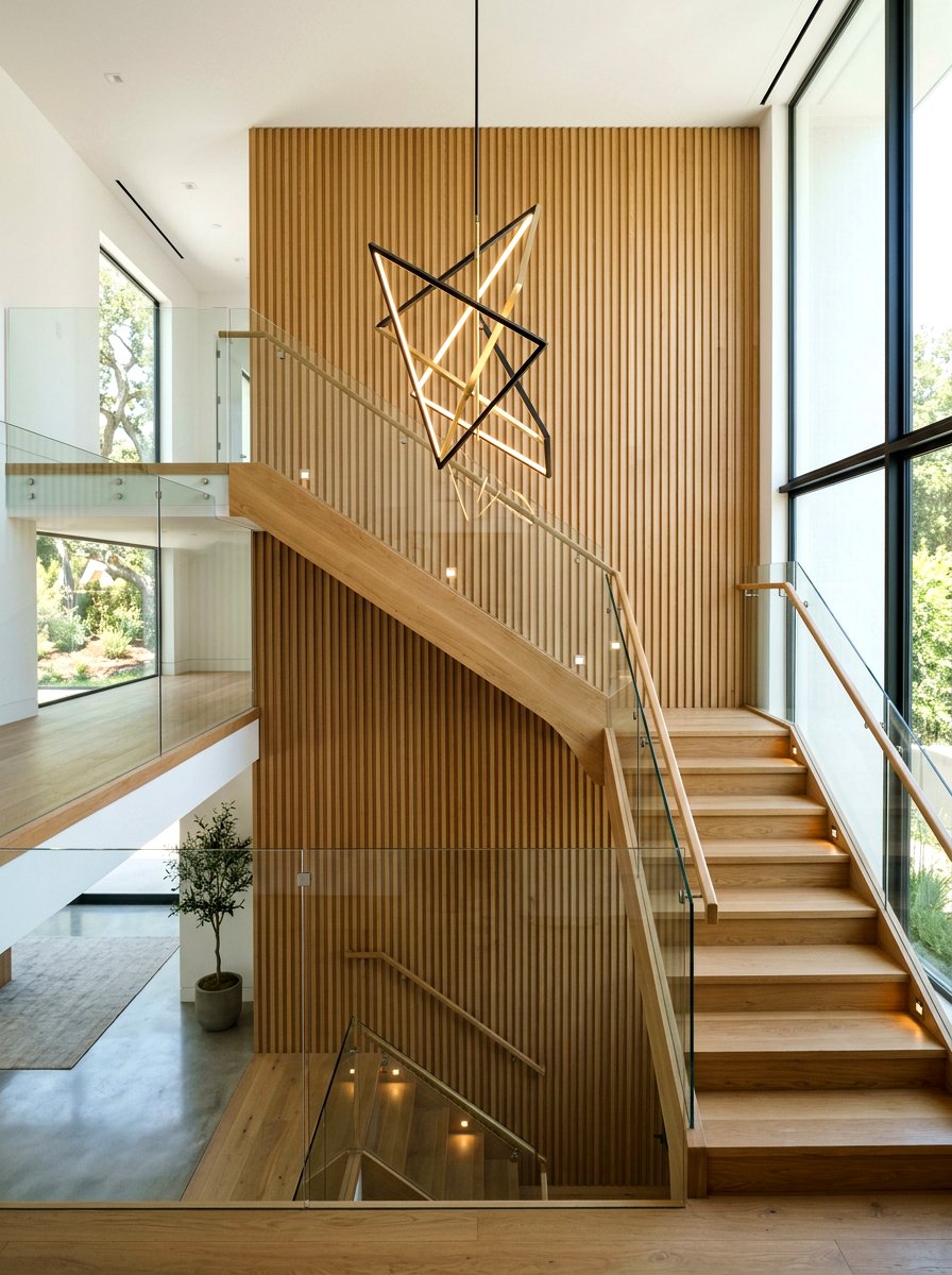Staircase Fluted Wall Detail - 30 fluted wood wall ideas