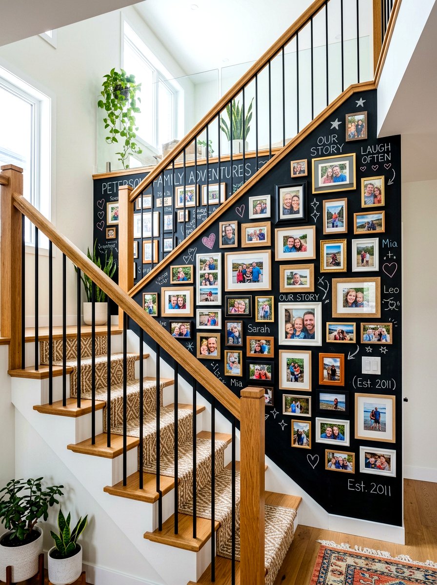 Staircase Gallery Wall - 30 chalkboard wall ideas