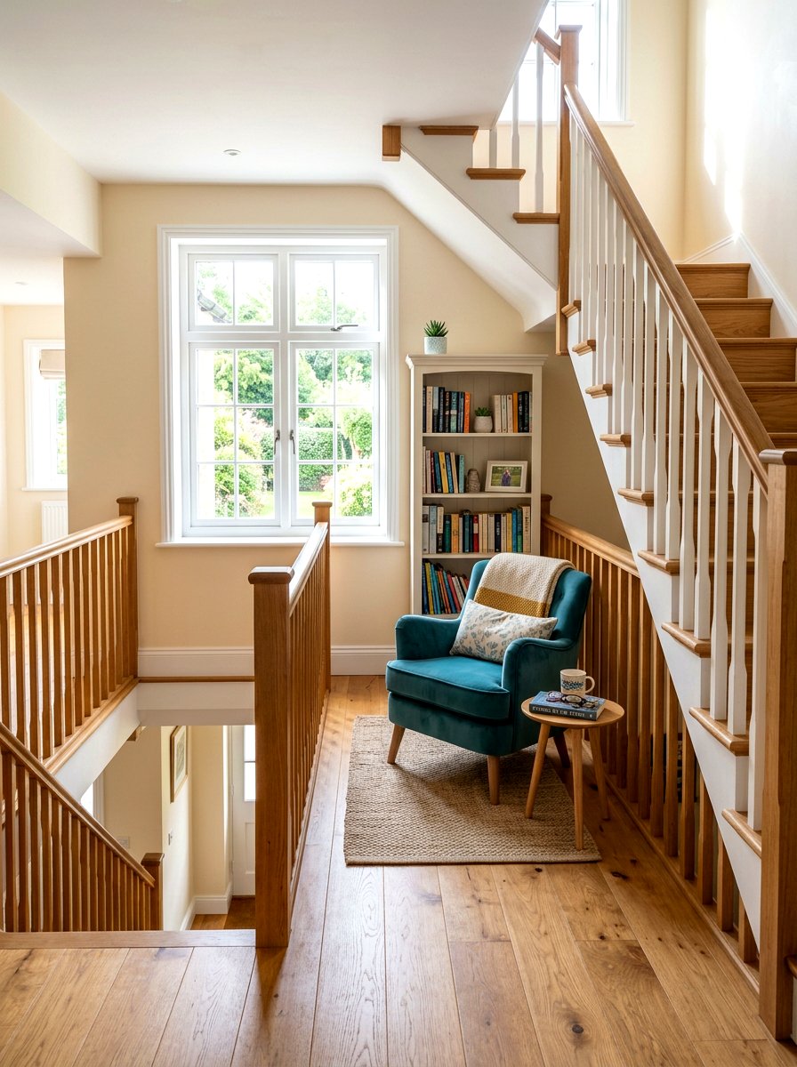 Staircase Landing Reading Nook - 30 reading nook ideas