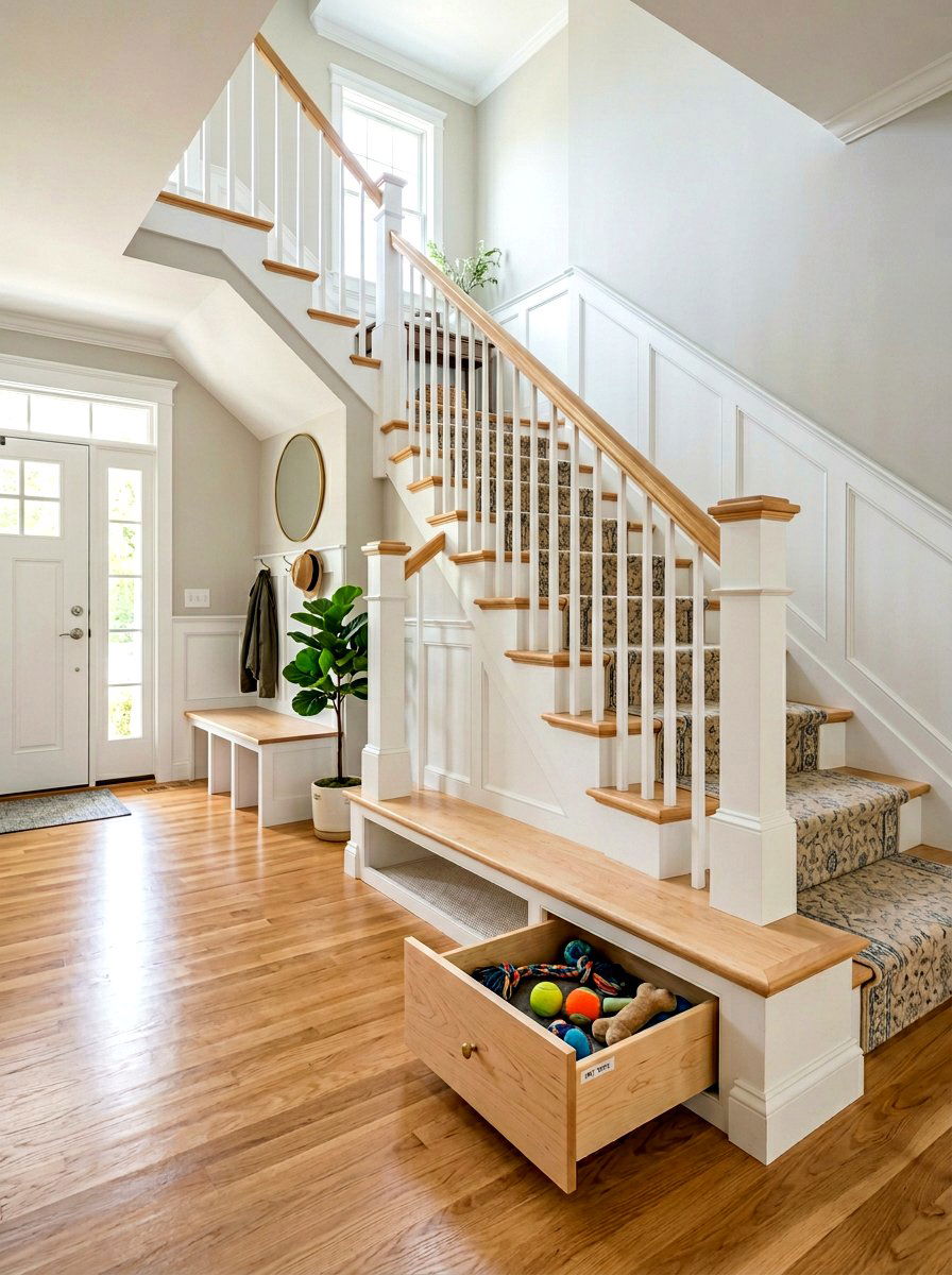 Staircase Pet Toy Drawer - 30 pet toy storage ideas