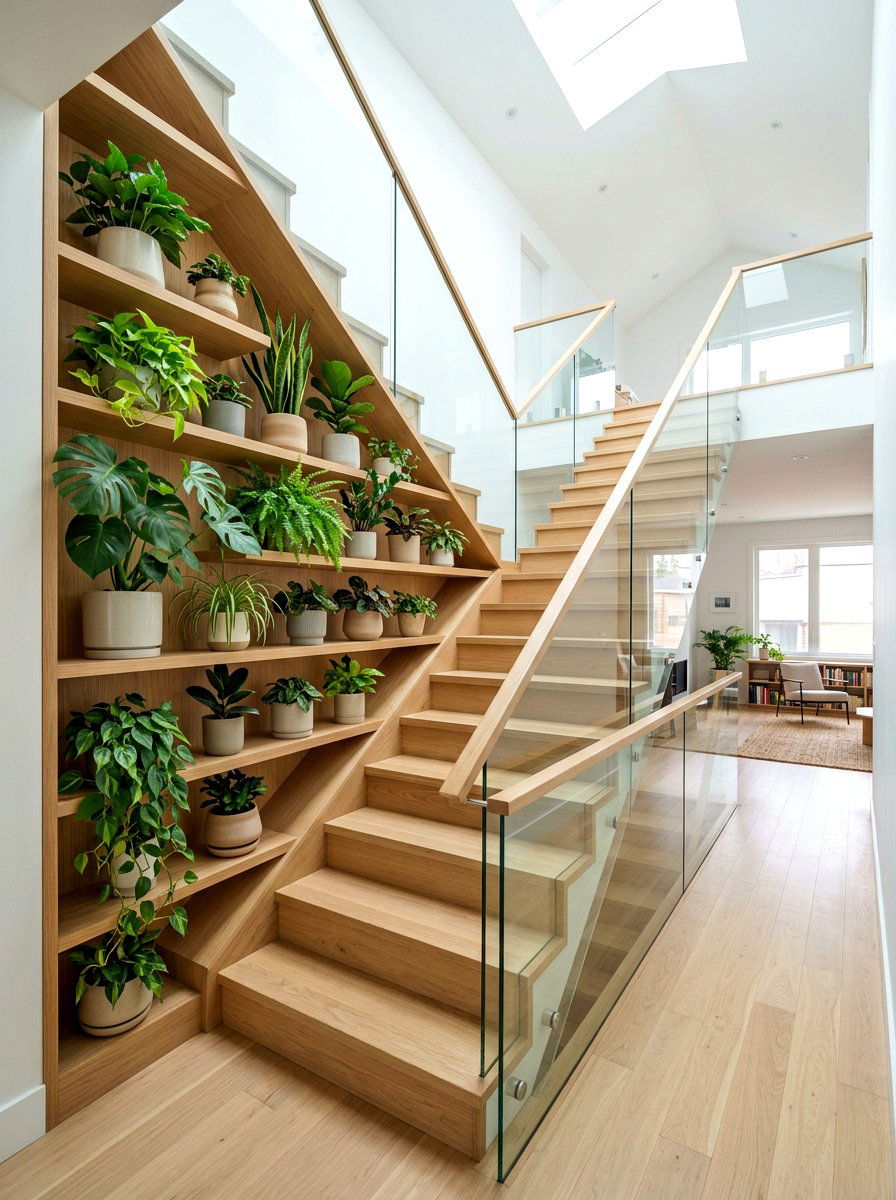 Staircase Plant Shelf - 30 houseplant shelf ideas