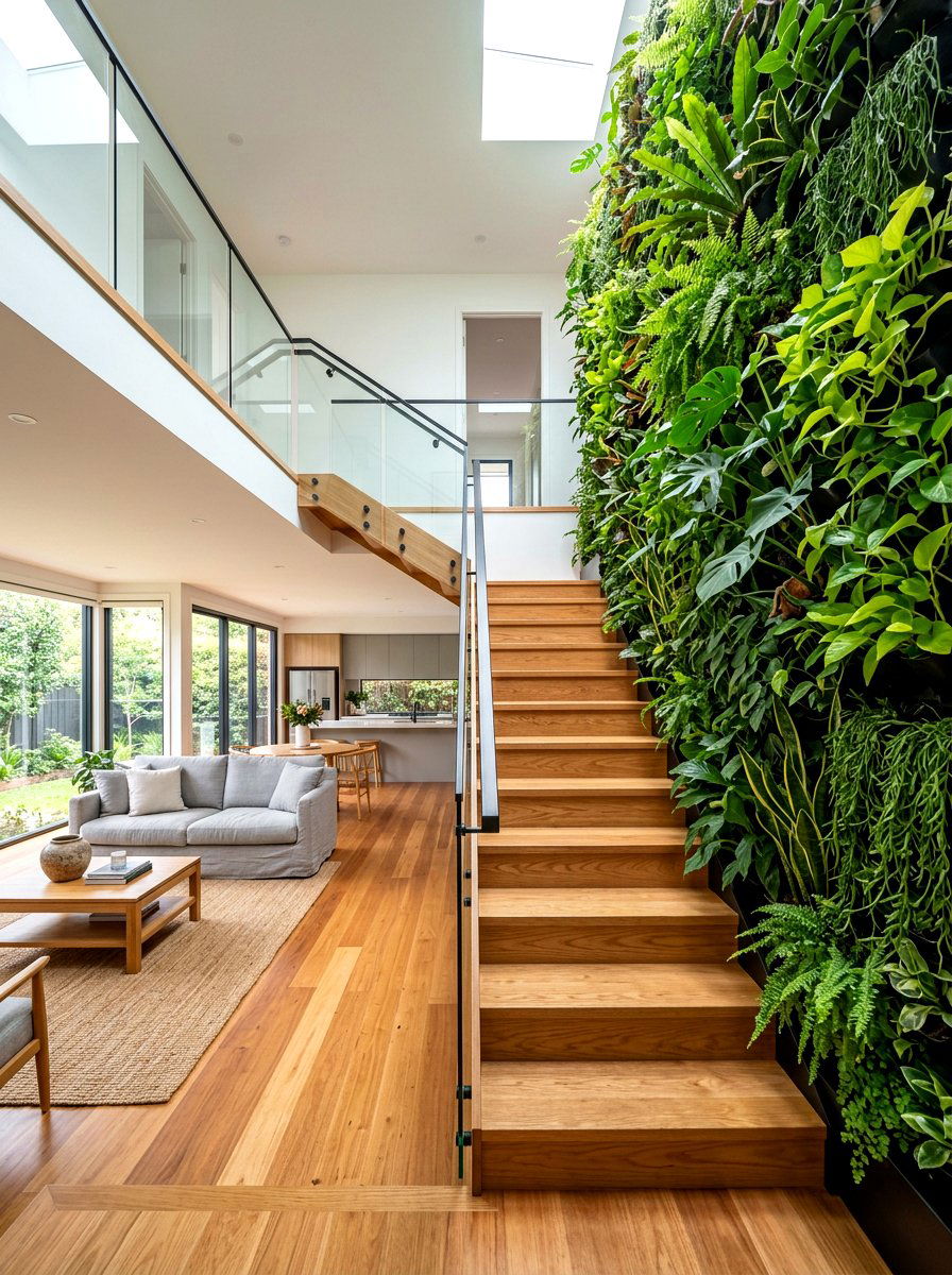 Staircase Plant Wall - 30 living room plant wall ideas