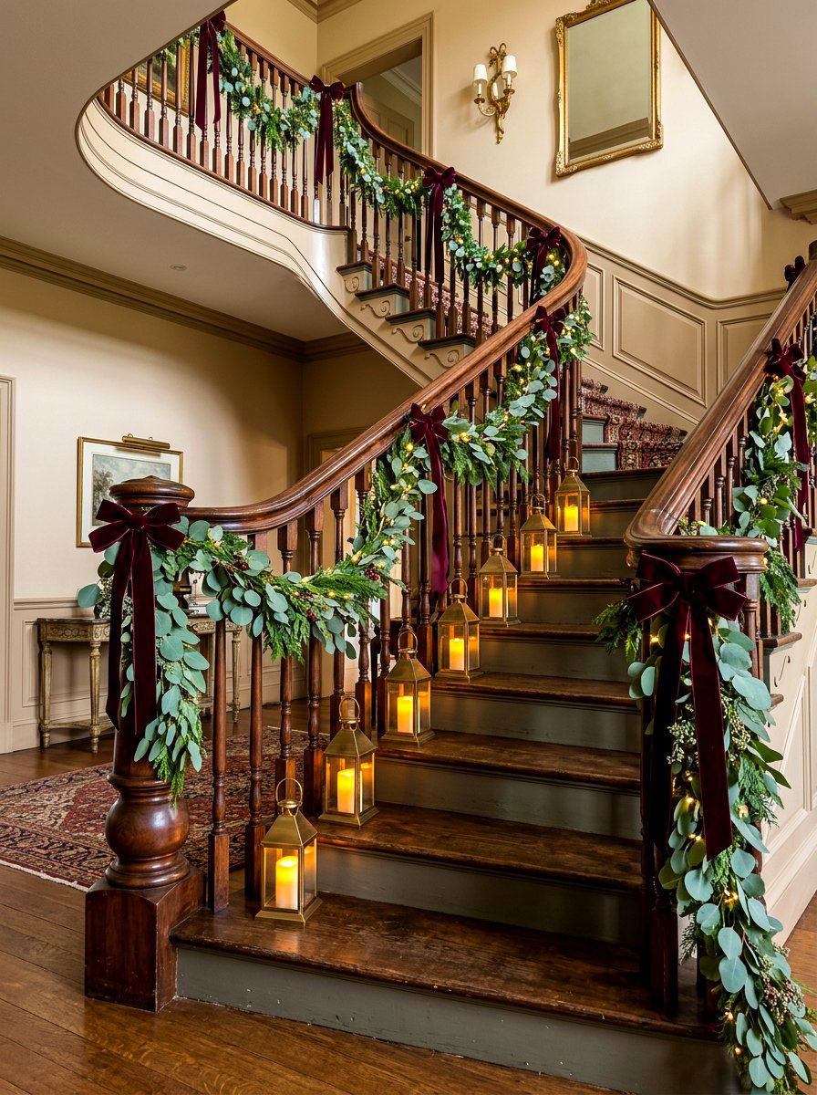 Staircase Railing Garland - 30 garland styling ideas