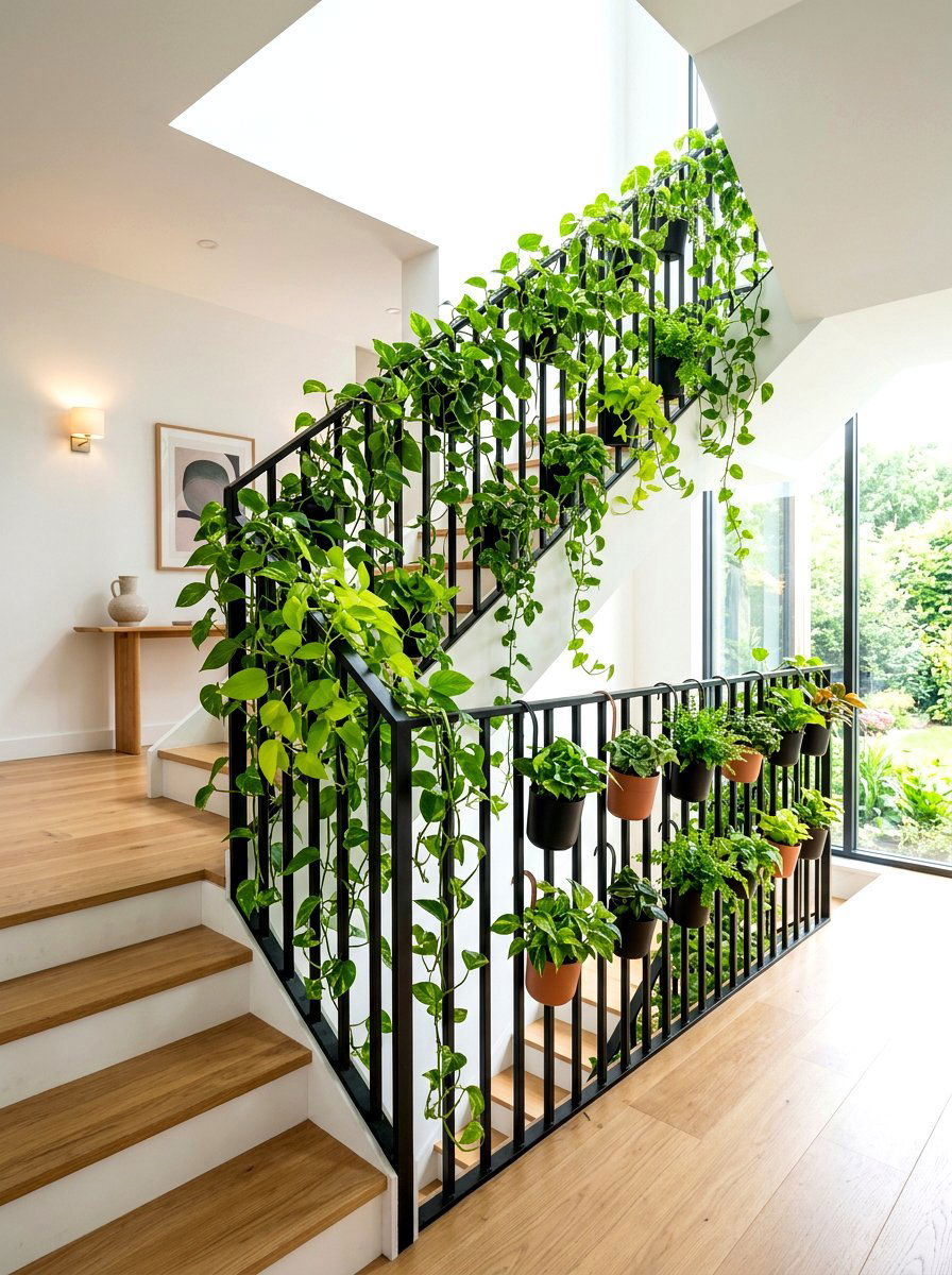 Staircase Railing Vertical Garden - 30 indoor vertical garden ideas