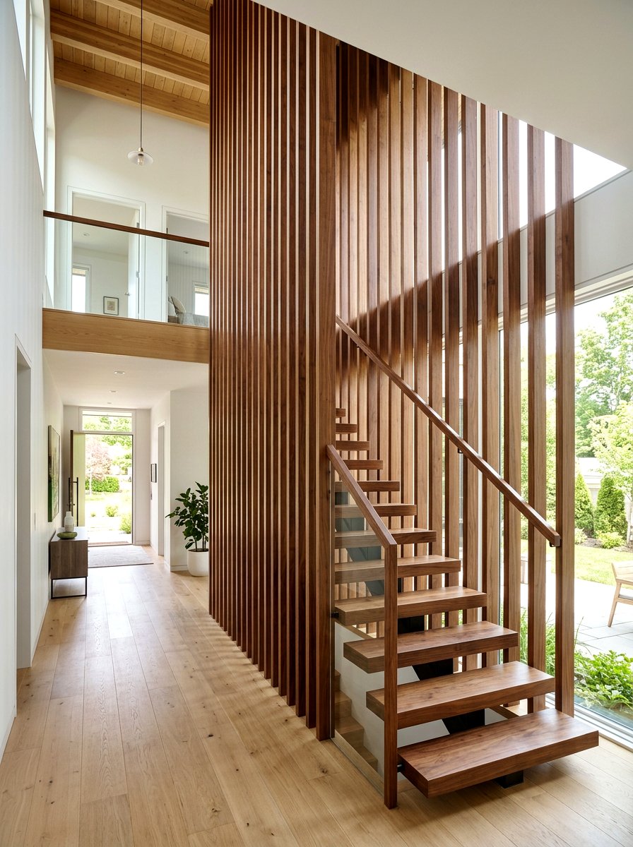 Staircase Slat Wall Partition - 30 partial wall room divider ideas