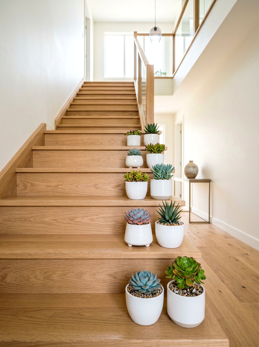 Staircase Step Succulent Arrangement - 30 indoor succulent garden ideas
