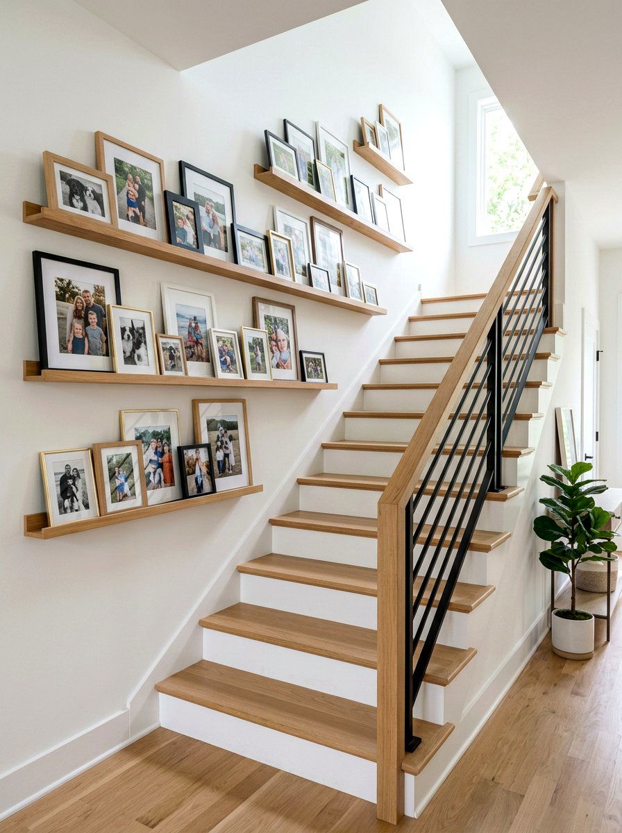 Staircase Wall Gallery Ledge - 30 picture ledge renter ideas
