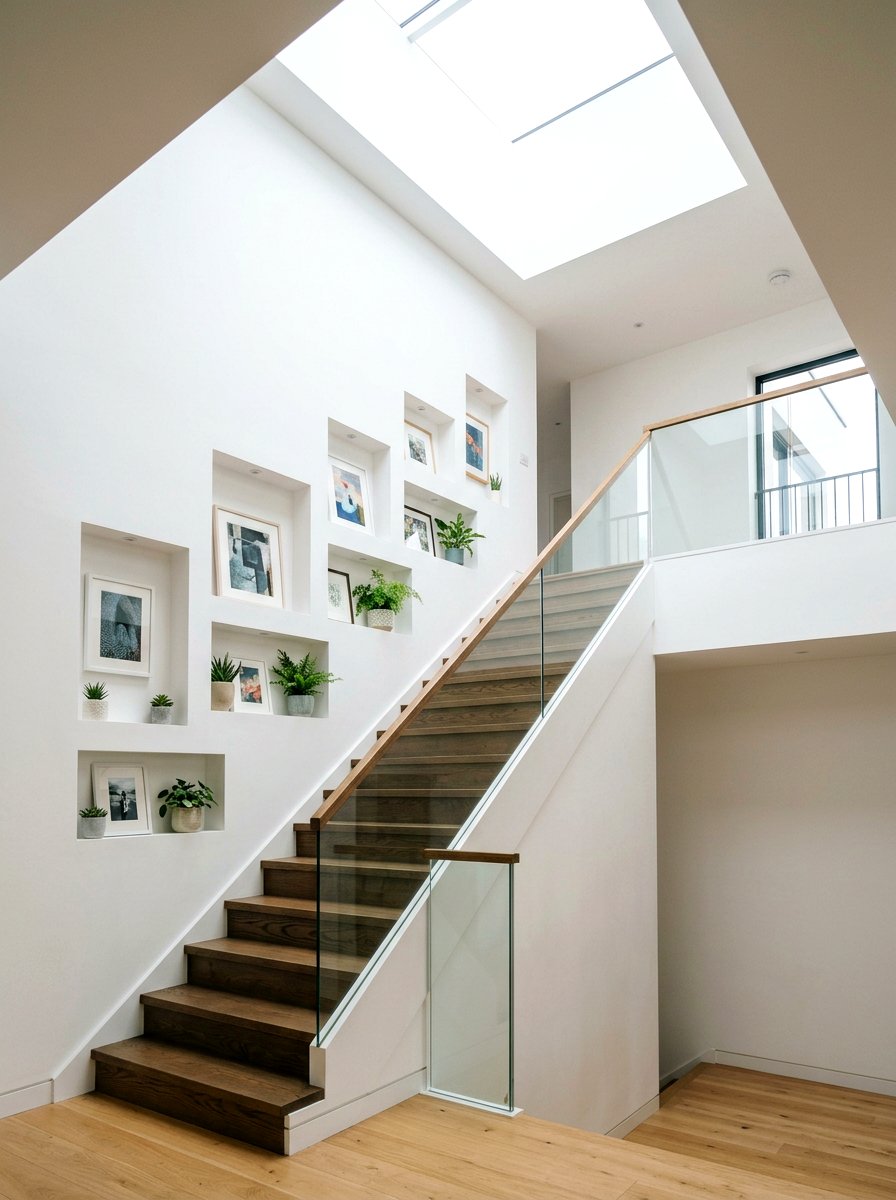 Staircase Wall Niche - 30 plaster wall niche ideas
