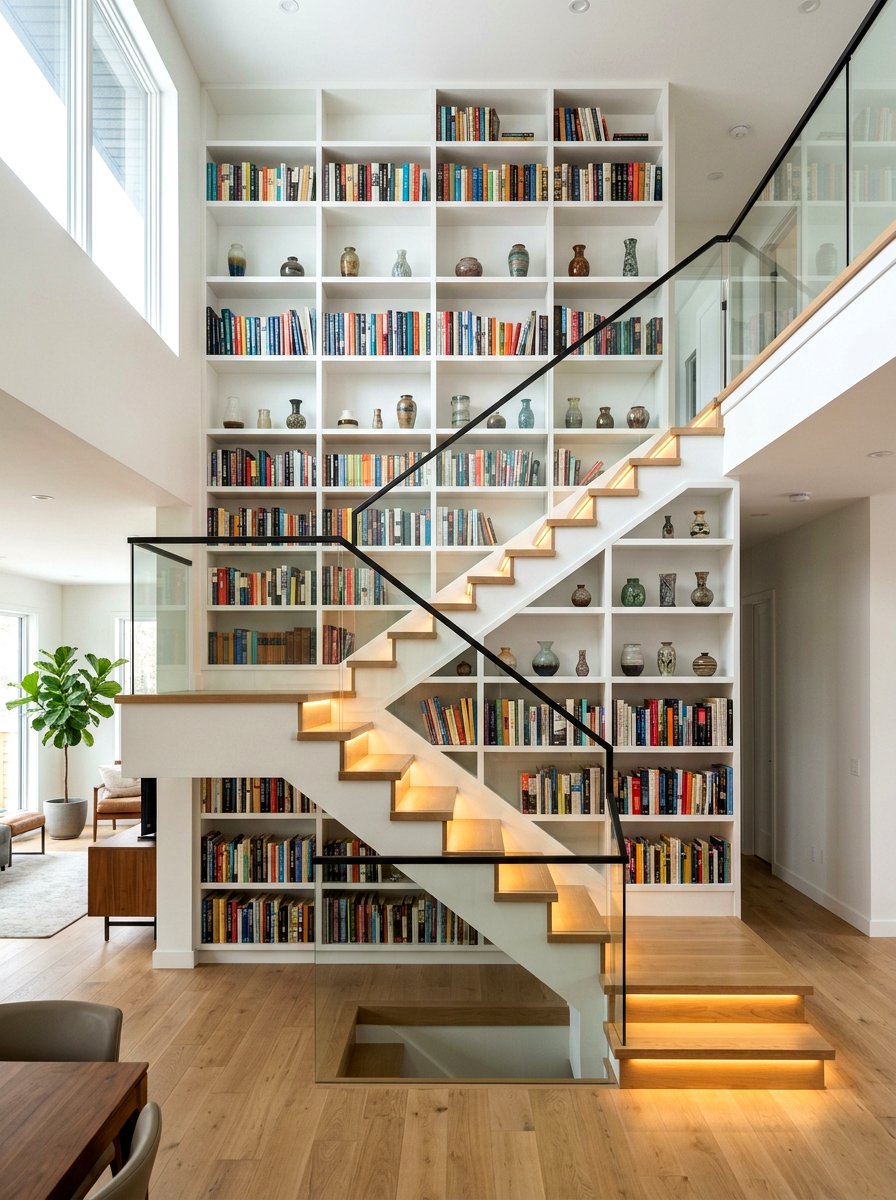 Staircase Wall Shelving - 30 shelf styling ideas