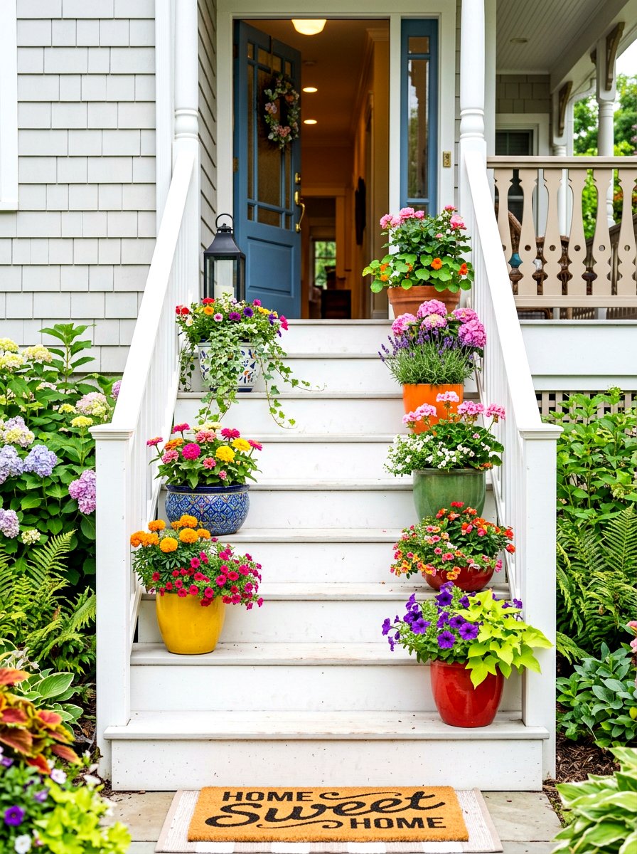 Staircase plant display - 30 garden planter ideas