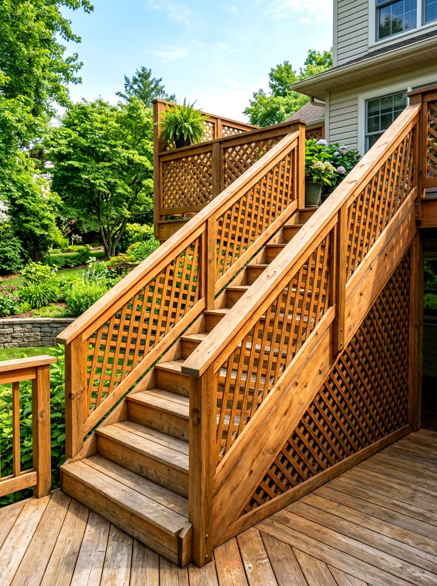 Staircase railing lattice detail - 30 lattice privacy ideas