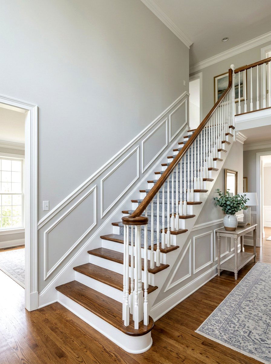 Staircase wall picture frame molding - 30 picture frame molding ideas