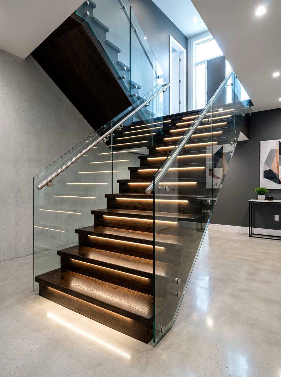 Stairway Step Light - 30 dark basement lighting ideas