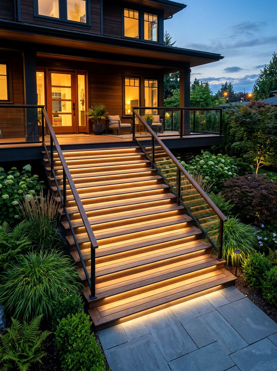 Stairway Under Tread Lighting - 30 front yard lighting ideas