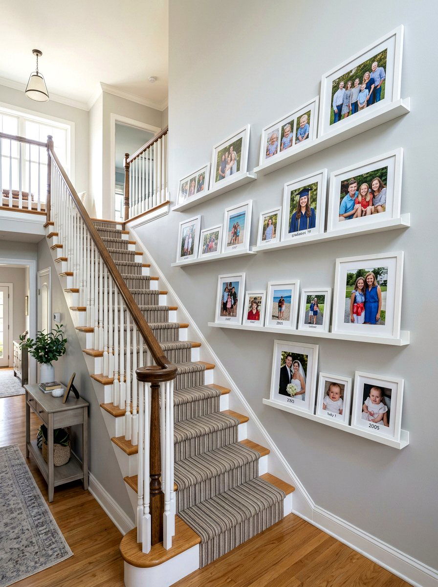 Stairway Wall Picture Ledge - 30 picture ledge ideas