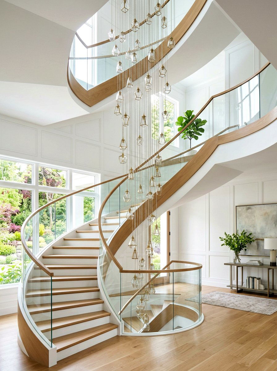 Stairwell Cascading Cluster - 30 pendant light cluster ideas