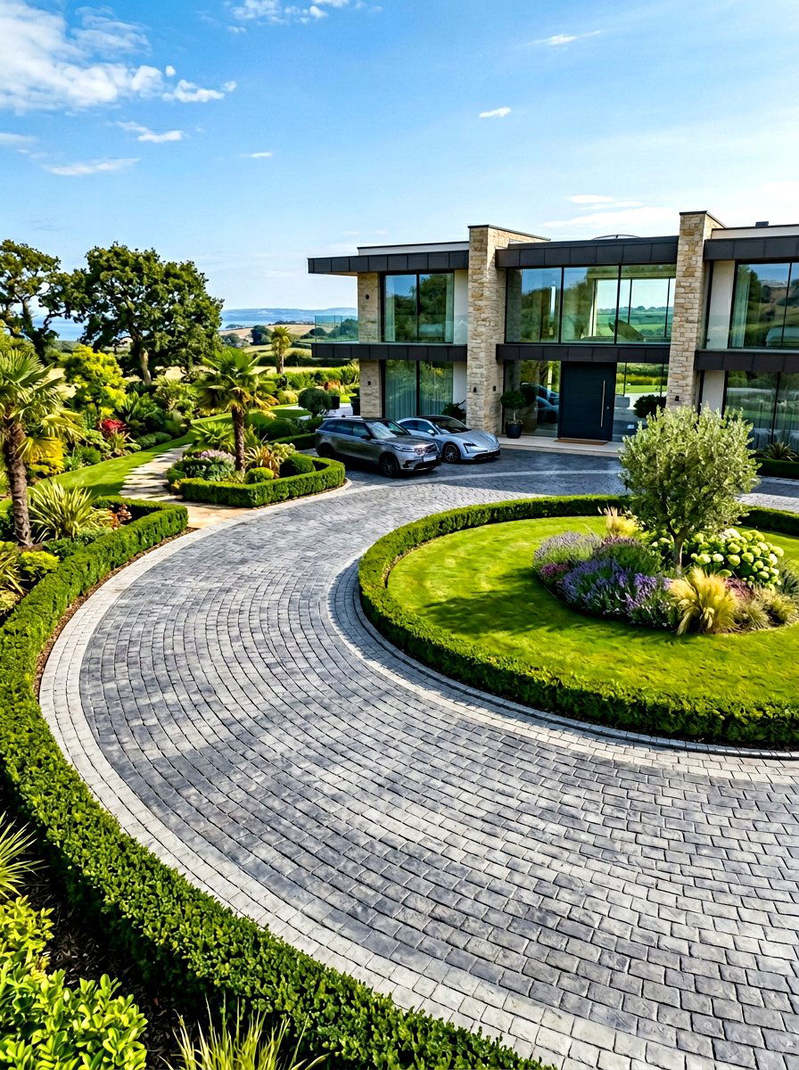 Stamped Concrete Circular Driveway - 30 circular driveway ideas