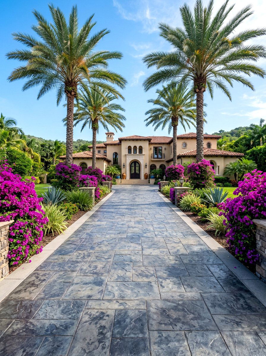 Stamped Concrete Entrance - 30 front walkway ideas