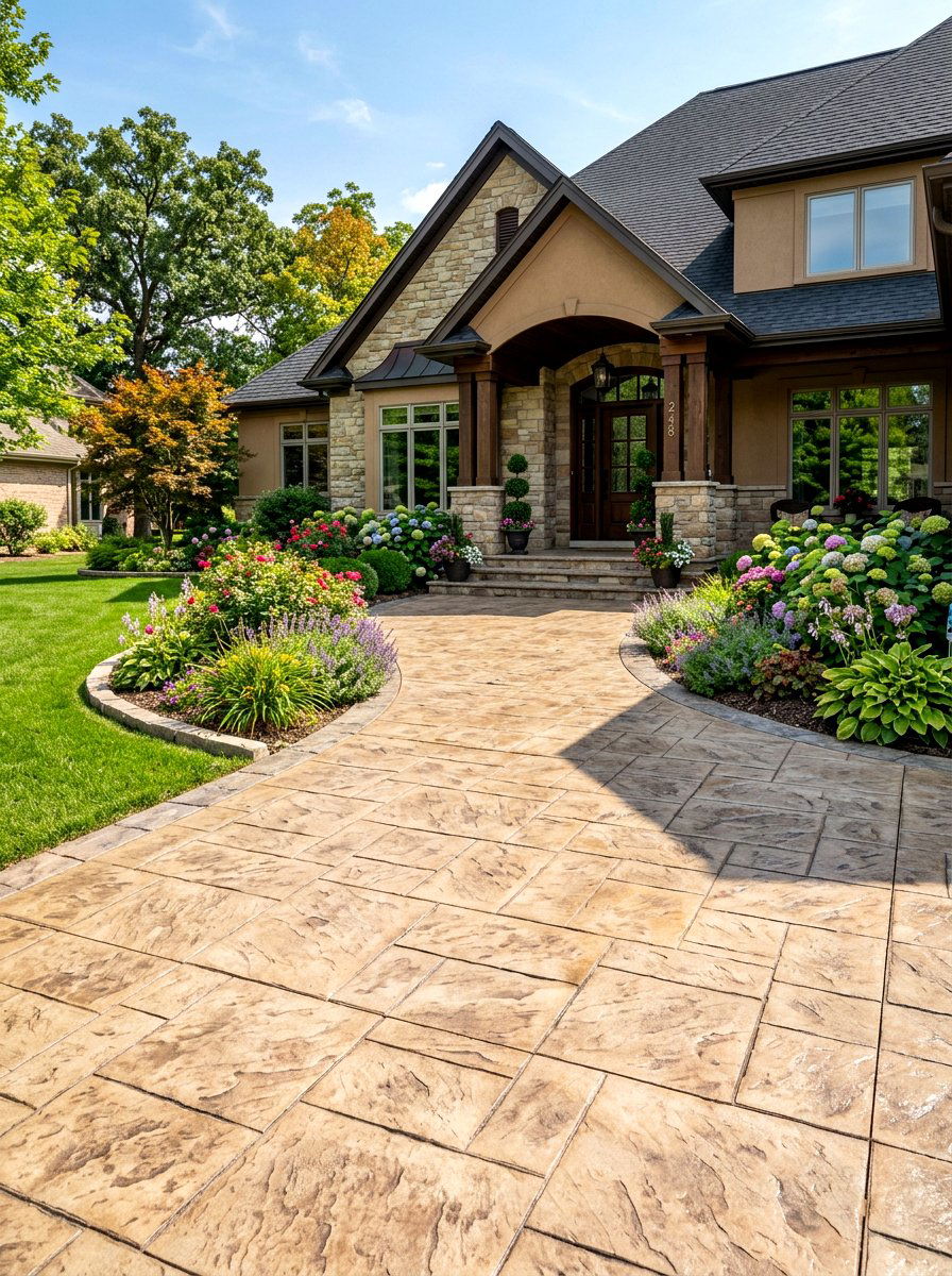 Stamped Concrete Entry - 30 front steps makeover ideas