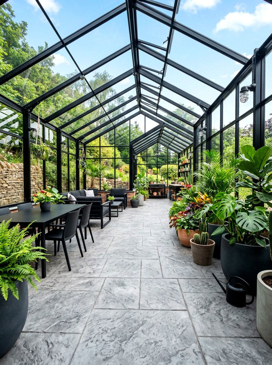 Stamped Concrete Greenhouse Floor - 30 greenhouse walkway ideas