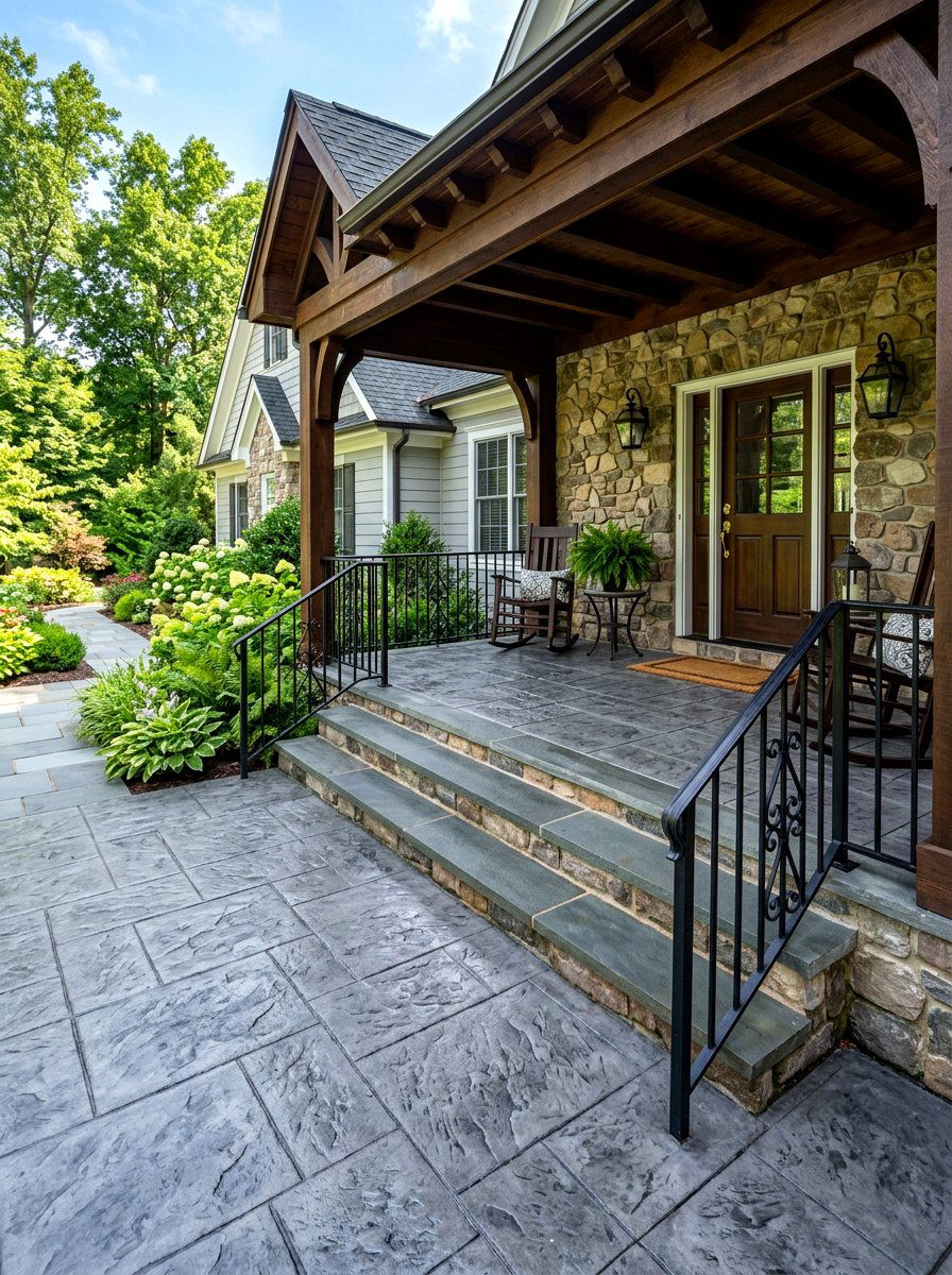 Stamped Concrete Panels - 30 porch skirting ideas