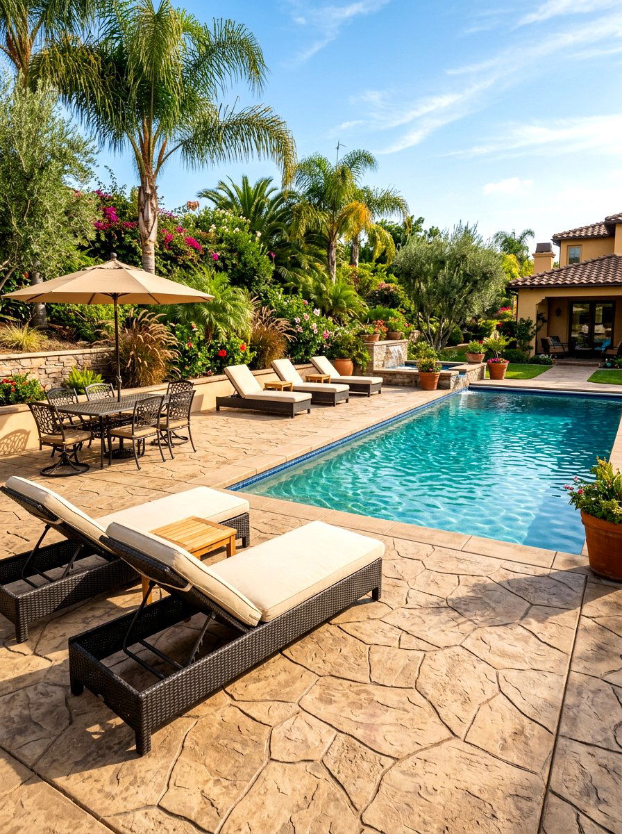Stamped Concrete Pool Deck - 30 pool deck ideas