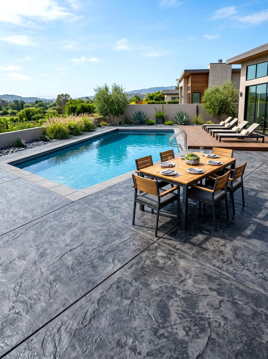 Stamped Concrete Pool Patio - 30 pool patio ideas