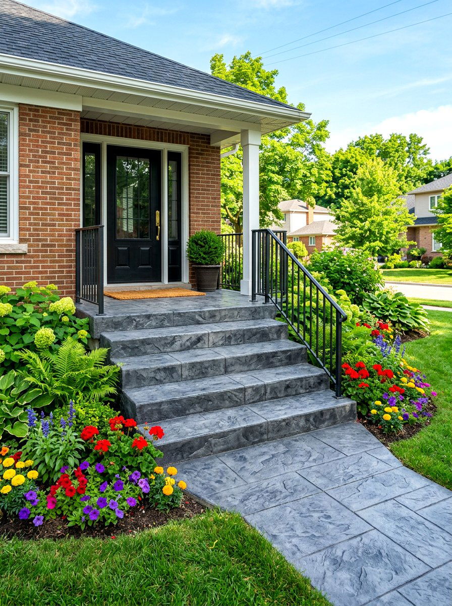 Stamped Concrete Porch Steps - 30 porch step ideas