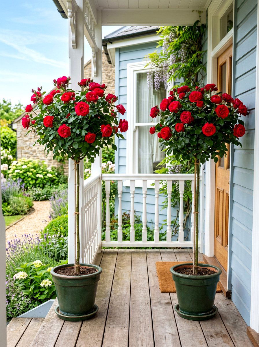 Standard Rose Tree - 30 topiary porch ideas