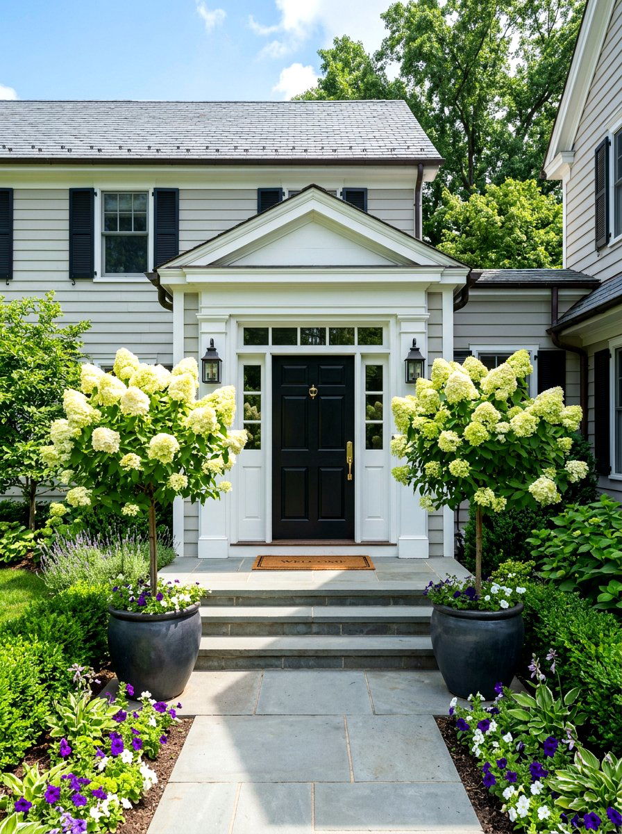 Standard Tree Hydrangea Entrance - 30 hydrangea border curb appeal ideas