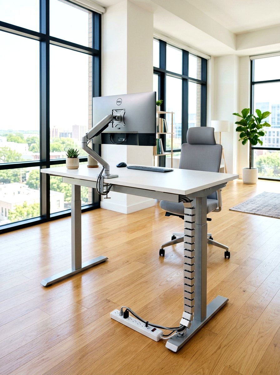 Standing Desk Cable Snake - 30 office cable management ideas