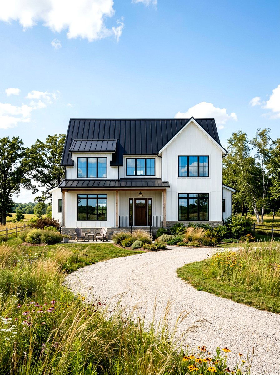 Standing Seam Metal Roof - 30 modern farmhouse exterior ideas